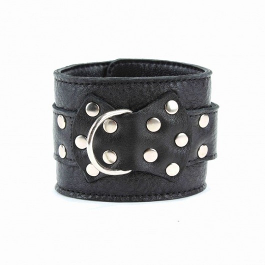 Чёрные кожаные оковы с клепками - БДСМ Арсенал - купить с доставкой в Курске