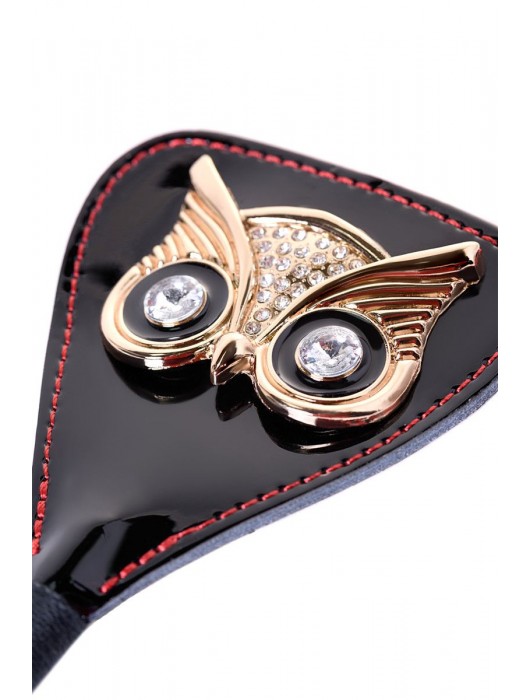 Чёрный стек с совой на кожаном наконечнике - 24 см. - ToyFa - купить с доставкой в Курске