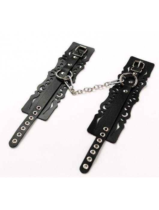 Узорчатые кожаные оковы с регулируемыми ремешками - Crazy Handmade - купить с доставкой в Курске