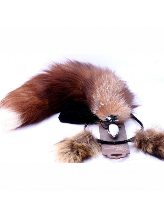 Игровой комплект: серебристая анальная пробка с пушистым хвостом и ободок-ушки - Crazy Handmade - купить с доставкой в Курске