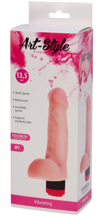 Реалистичный вибратор ART-Style №7 с мошонкой - 17,5 см. - Art-Style купить в Курске с доставкой в Orgasmix.ru Реалистичный вибратор ART-Style №7 с мошонкой - 17,5 см. - Art-Style