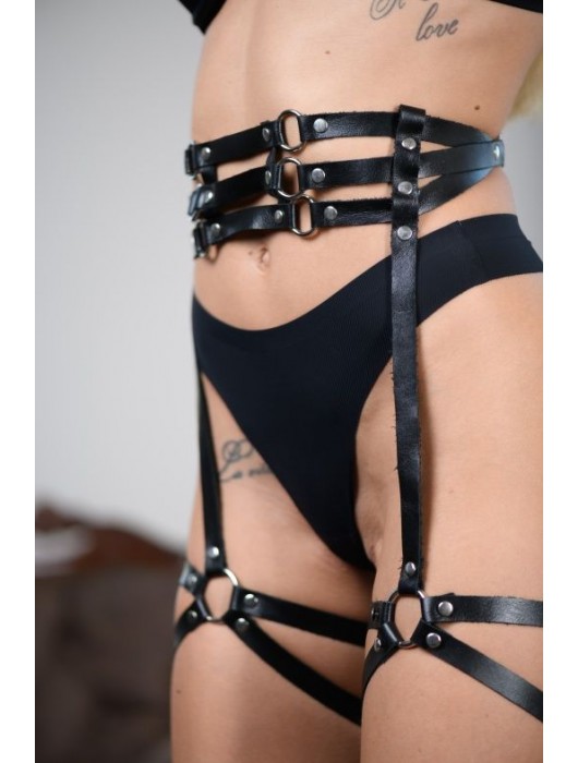 Кожаные гартеры на поясе Esteria - БДСМ Арсенал - купить с доставкой в Курске
