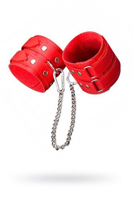 Кожаные красные оковы с цепочкой - Sitabella - купить с доставкой в Курске