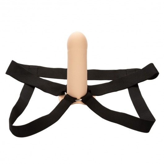 Телесный фаллопротез из силикона Extension with Harness - 15,75 см. - California Exotic Novelties - купить с доставкой в Курске