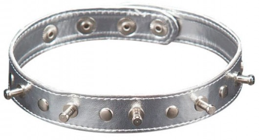 Серебристый ошейник с шипами - Sitabella - купить с доставкой в Курске