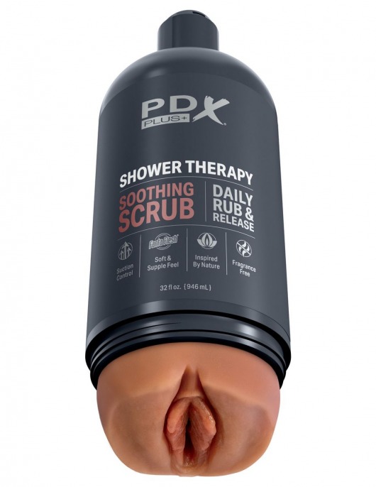 Мастурбатор-вагина цвета карамели Shower Therapy Soothing Scrub - Pipedream - в Курске купить с доставкой