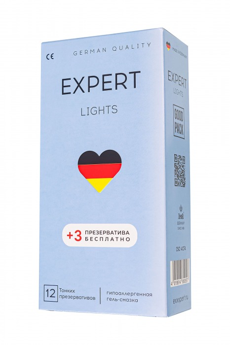 Ультратонкие презервативы EXPERT Lights - 12 шт.(+3 в подарок) - Expert - купить с доставкой в Курске