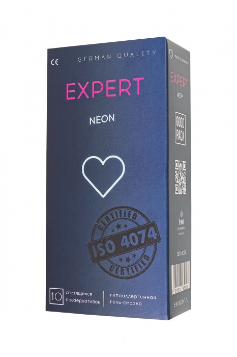 Светящиеся в темноте презервативы EXPERT Neon - 10 шт. - Expert - купить с доставкой в Курске