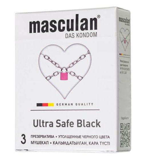 Ультрапрочные презервативы Masculan Ultra Safe Black - 3 шт. - Masculan - купить с доставкой в Курске