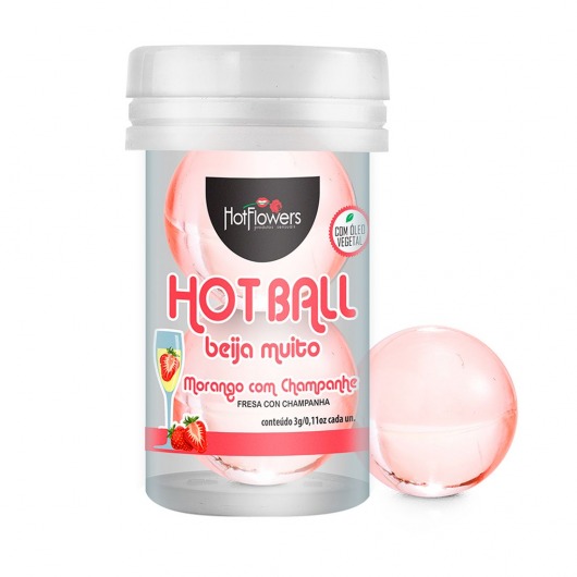 Лубрикант на масляной основе Hot Ball Beija Muito с ароматом клубники и шампанского (2 шарика по 3 гр.) - HotFlowers - купить с доставкой в Курске