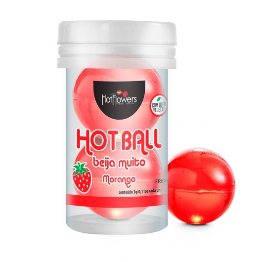 Лубрикант на масляной основе Hot Ball Beija Muito с ароматом клубники (2 шарика по 3 гр.) - HotFlowers - купить с доставкой в Курске