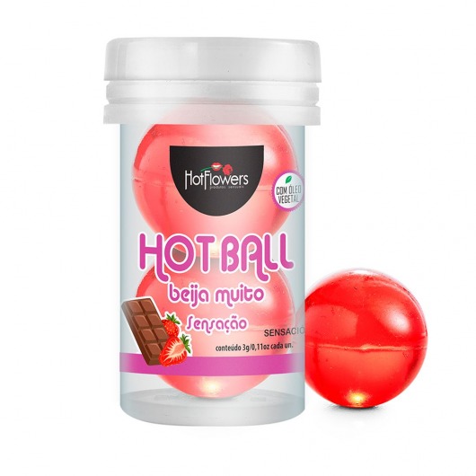 Лубрикант на масляной основе Hot Ball Beija Muito с ароматом шоколада и клубники (2 шарика по 3 гр.) - HotFlowers - купить с доставкой в Курске