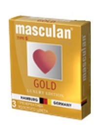 Презервативы Masculan Ultra Gold с золотым напылением и ароматом ванили - 3 шт. - Masculan - купить с доставкой в Курске