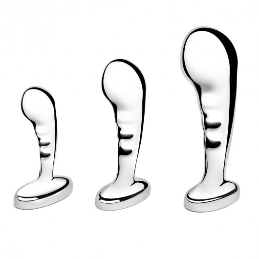 Набор из 3 стальных стимуляторов простаты Stainless Steel P-spot Training Set - b-Vibe - в Курске купить с доставкой