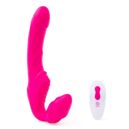Розовый безремневой страпон на радиоуправлении Strapless Together - 22 см. - Together Toy - купить с доставкой в Курске