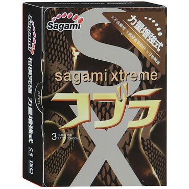 Суженные к основанию презервативы Sagami Xtreme COBRA - 3 шт. - Sagami - купить с доставкой в Курске