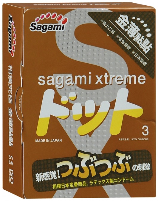 Презервативы Sagami Xtreme FEEL UP с точечной текстурой и линиями прилегания - 3 шт. - Sagami - купить с доставкой в Курске