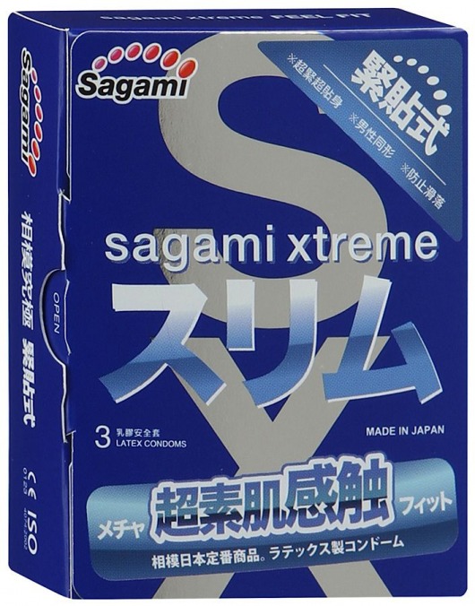 Розовые презервативы Sagami Xtreme FEEL FIT 3D - 3 шт. - Sagami - купить с доставкой в Курске