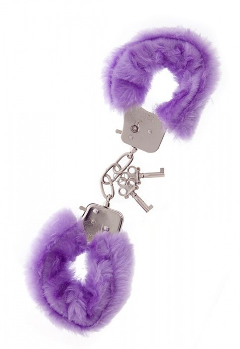 Фиолетовые меховые наручники METAL HANDCUFF WITH PLUSH LAVENDER - Dream Toys - купить с доставкой в Курске