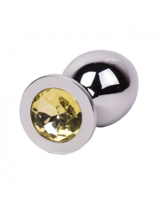 Большой стальной плаг с желтым кристаллом Sweet Lemon - 9,5 см. - Erotic Fantasy - купить с доставкой в Курске