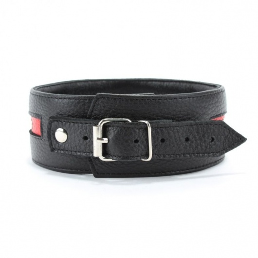 Черно-красный ошейник на пряжке - БДСМ Арсенал - купить с доставкой в Курске