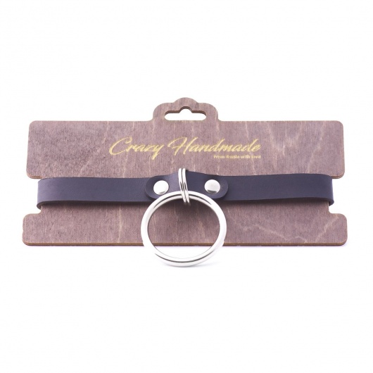 Черный кожаный чокер с большим кольцом - Crazy Handmade - купить с доставкой в Курске