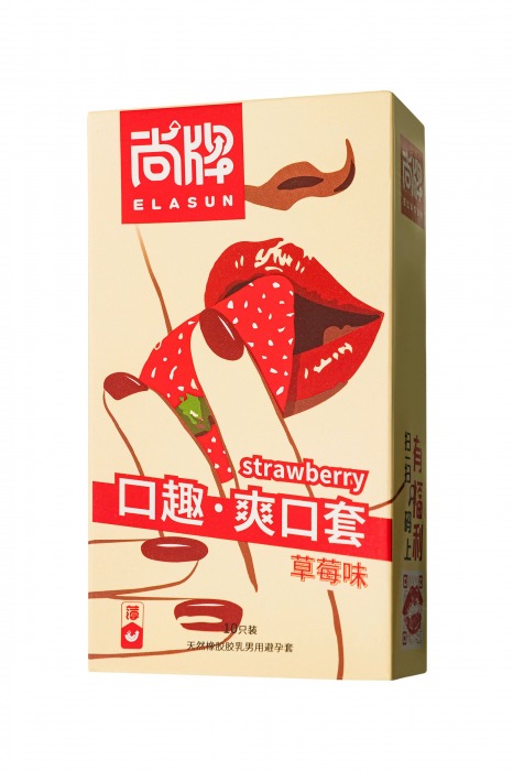 Презервативы Elasun Strawberry с аромато клубники - 10 шт. - Elasun - купить с доставкой в Курске