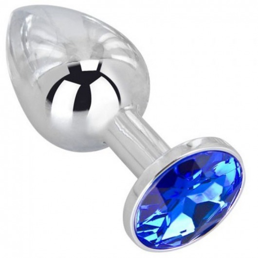 Анальное украшение BUTT PLUG  Small с синим кристаллом - 7 см. - Anal Jewelry Plug - купить с доставкой в Курске