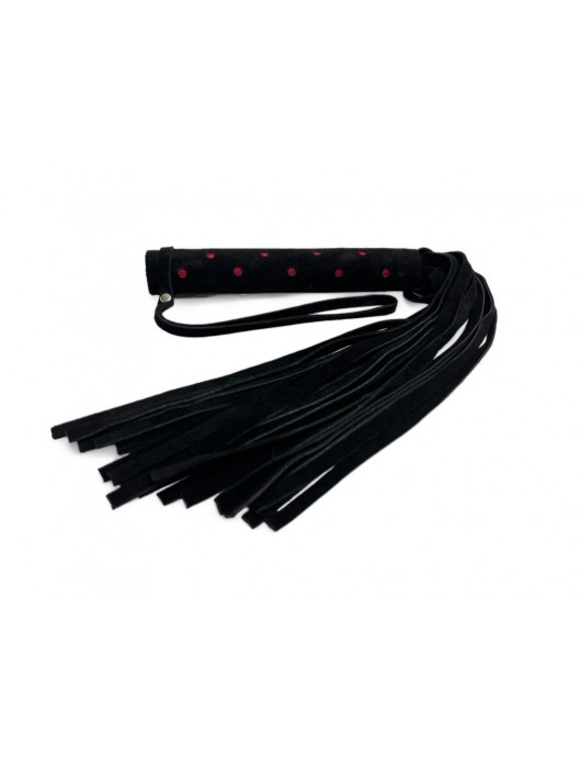 Черная замшевая плеть с красными точками на рукояти Red dot Princess - 43 см. - БДСМ Арсенал - купить с доставкой в Курске
