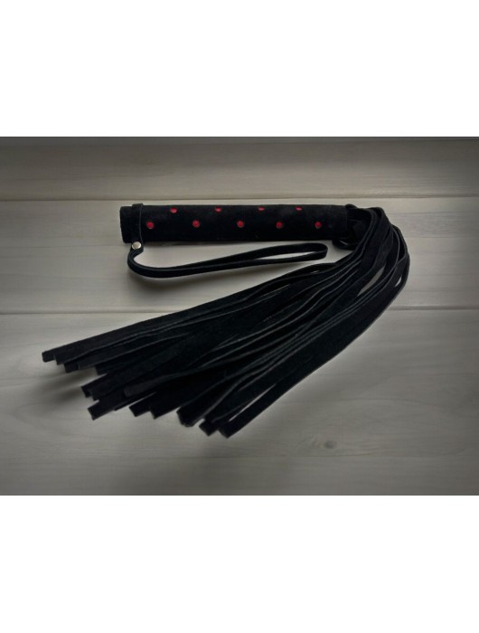 Черная замшевая плеть с красными точками на рукояти Red dot Princess - 43 см. - БДСМ Арсенал - купить с доставкой в Курске