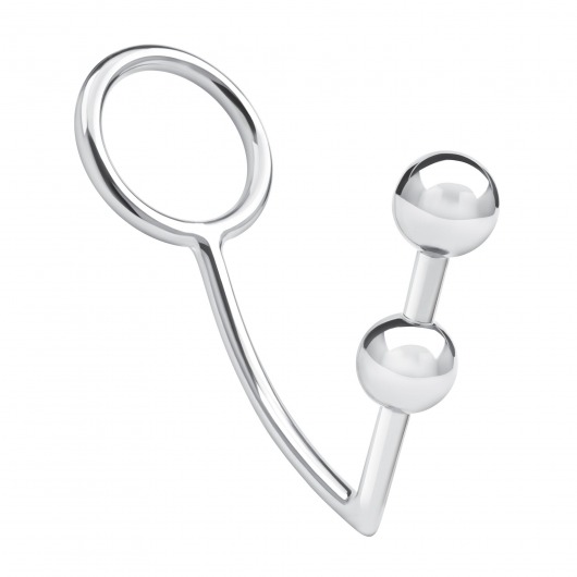 Кольцо на пенис с анальным стимулятором Two Bead Stainless Steel Anal Hook   Cock Ring - BlueLine - в Курске купить с доставкой