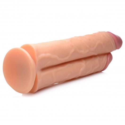 Телесный сдвоенный фаллоимитатор Double Stuffer 10  Double Pecker Dildo - 27 см. - XR Brands