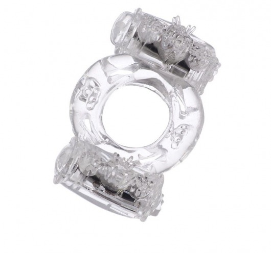 Прозрачное виброкольцо с двумя вибропульками - Toyfa Basic - в Курске купить с доставкой