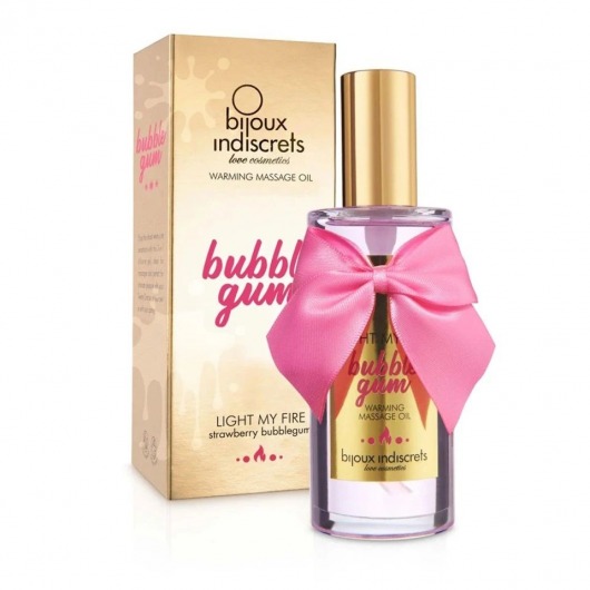 Разогревающее массажное масло Light My Fire Bubble Gum с ароматом бабл-гам - 100 мл. - Bijoux Indiscrets - купить с доставкой в Курске