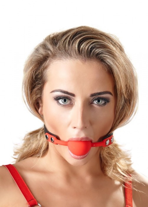 Силиконовый кляп-шар на чёрных ремешках Red Gag silicone - Orion - купить с доставкой в Курске