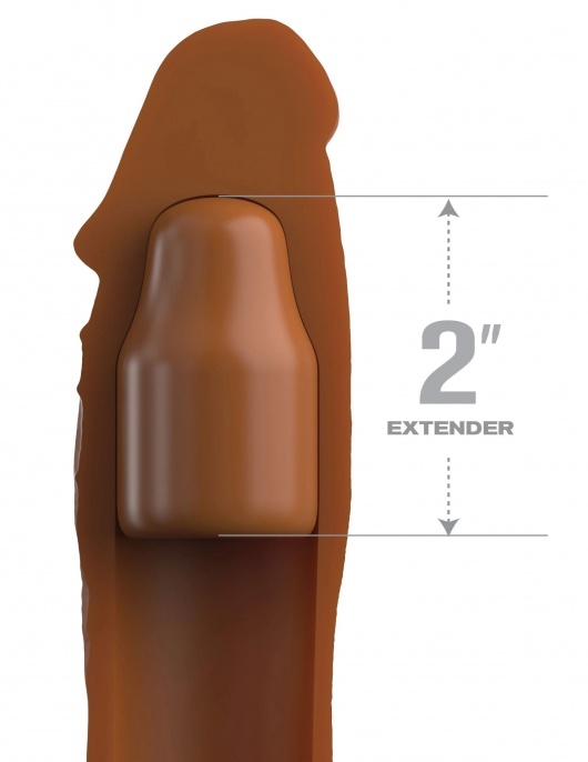 Коричневая насадка на член 2  Silicone X-tension - 20,3 см. - Pipedream - в Курске купить с доставкой
