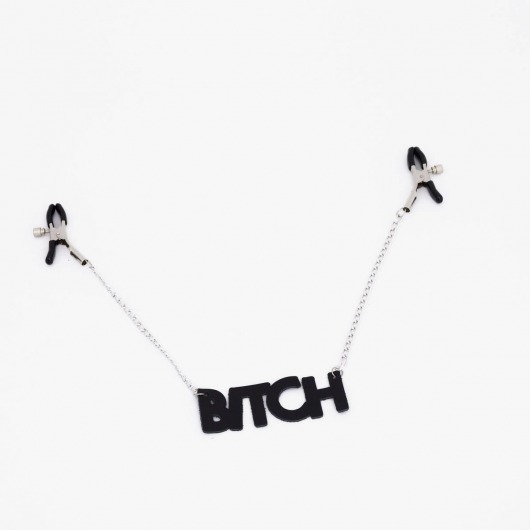 Зажимы на соски с кожаной подвеской Bitch - Crazy Handmade - купить с доставкой в Курске