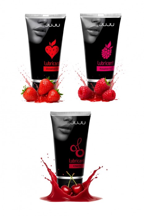 Набор из 3 съедобных лубрикантов JUJU (клубника, малина, вишня) - JuJu - купить с доставкой в Курске