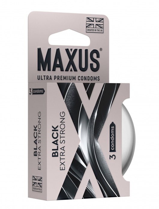 Черные утолщенные презервативы MAXUS Extra Strong с железным кейсом - 3 шт. - Maxus - купить с доставкой в Курске