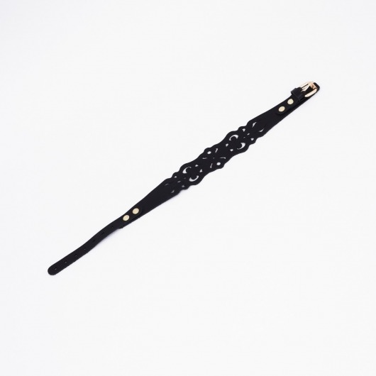 Черный ажурный чокер с золотистой фурнитурой - Crazy Handmade - купить с доставкой в Курске