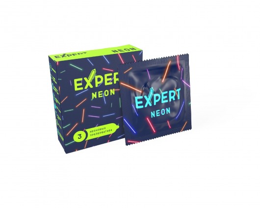 Светящиеся в темноте презервативы Expert Neon - 3 шт. - Expert - купить с доставкой в Курске