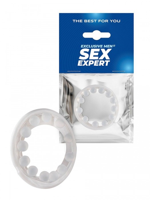 Эрекционное кольцо со стимулирующими шариками на поверхности - Sex Expert - в Курске купить с доставкой