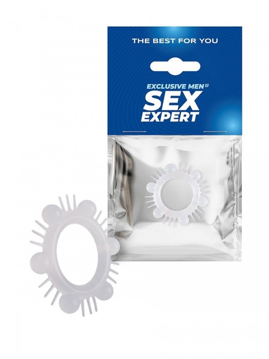 Эластичное эрекционное кольцо с шипиками и шариками - Sex Expert - в Курске купить с доставкой
