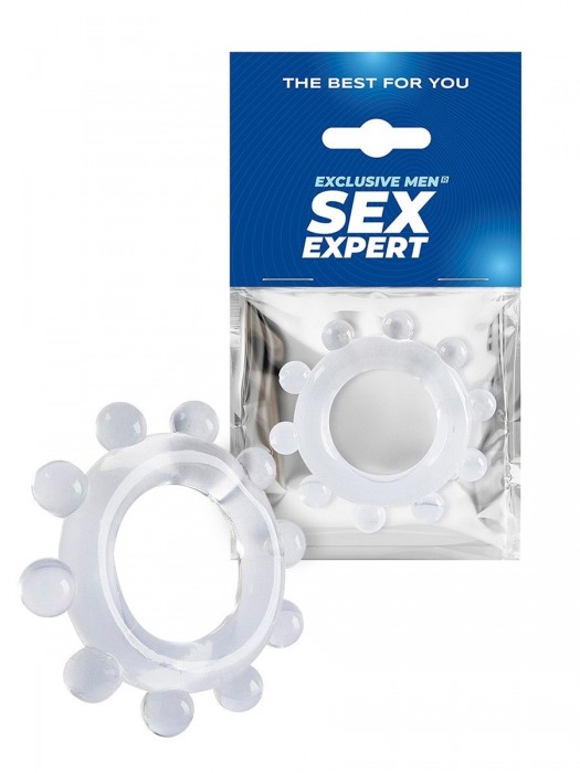 Прозрачное эрекционное кольцо со стимулирующими шариками - Sex Expert - в Курске купить с доставкой