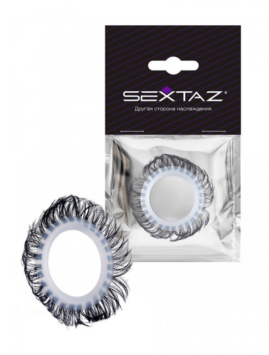 Эластичное эрекционное колечко с черными «ресничками» - Sextaz - в Курске купить с доставкой