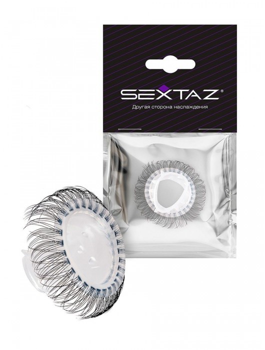 Эластичное эрекционное кольцо с длинными черными «ресничками» - Sextaz - в Курске купить с доставкой