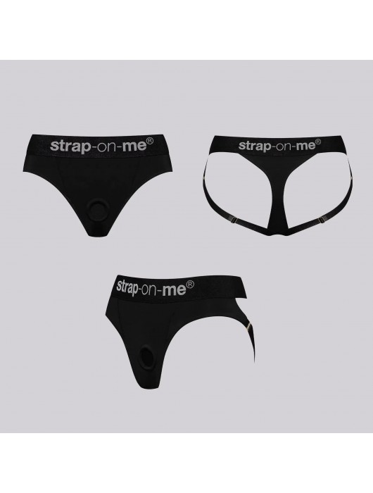Черные трусики для фиксации насадок Harness Lingerie Heroine XS - Strap-on-me - купить с доставкой в Курске