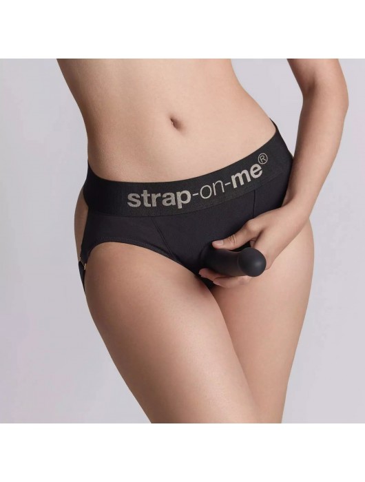 Черные трусики для фиксации насадок Harness Lingerie Heroine XS - Strap-on-me - купить с доставкой в Курске