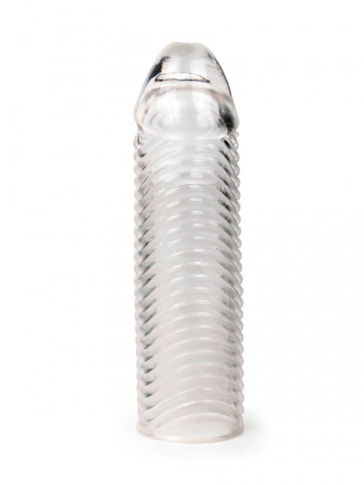 Прозрачная закрытая насадка на пенис с ребрышками - 16 см. - Sex Expert - в Курске купить с доставкой