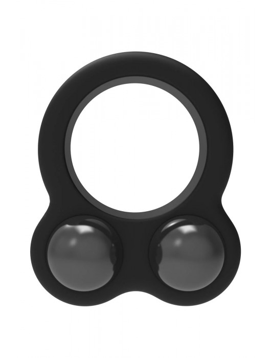 Черное эрекционное кольцо с утяжелителями Cockring Dual Weight - Dream Toys - в Курске купить с доставкой